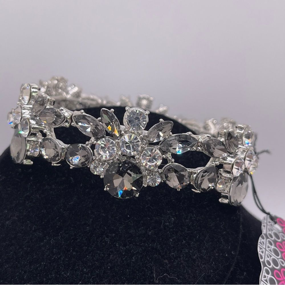 Silver and Ice Gray Rhinestone Bracelet